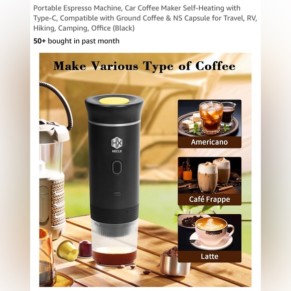 Portable Espresso Machine, Car Coffee Maker Self-Heating with Type-C, Compatible - Picture 7 of 15